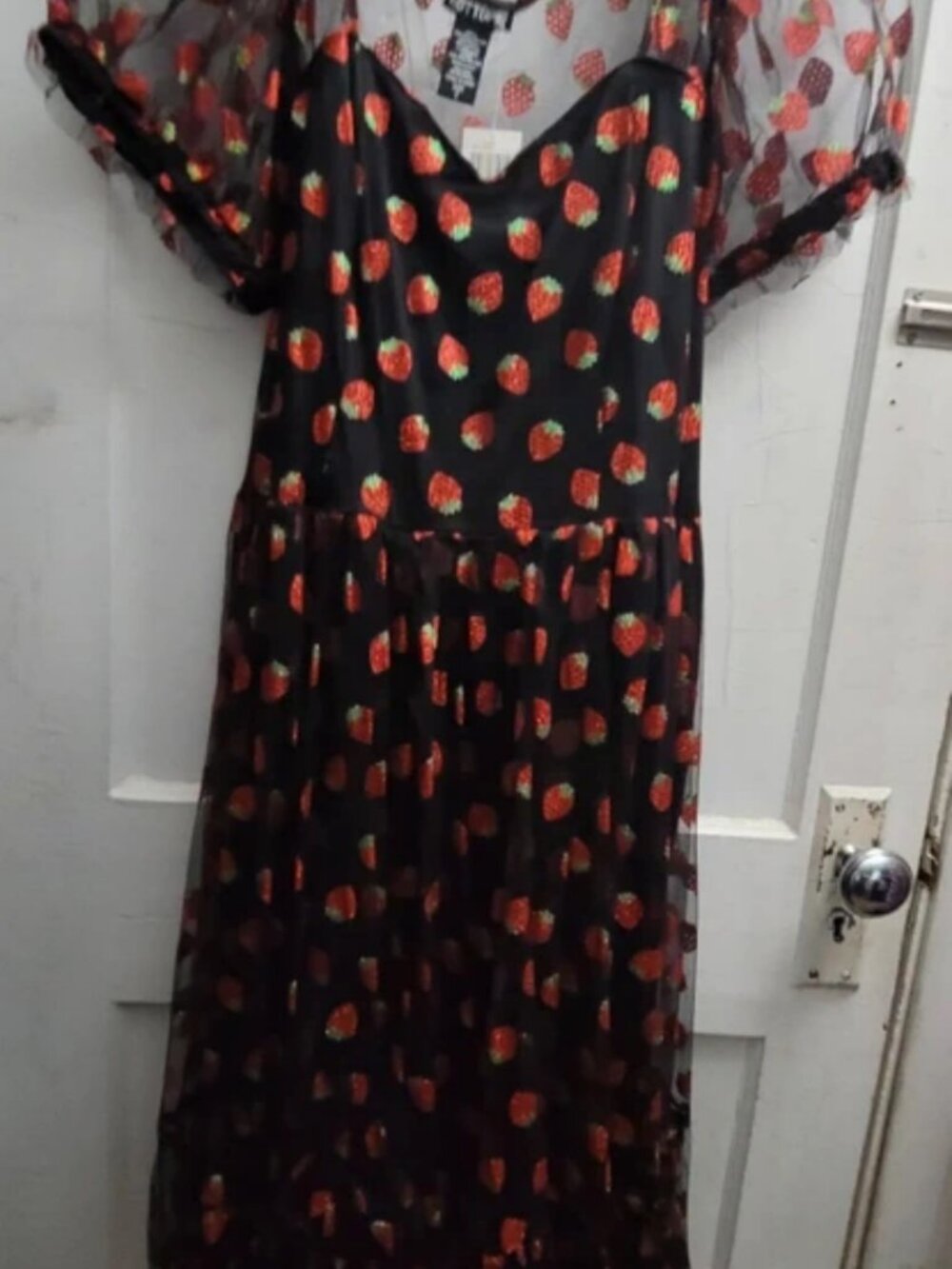 Strawberry Glitter Mesh Dress Plus Size 2X